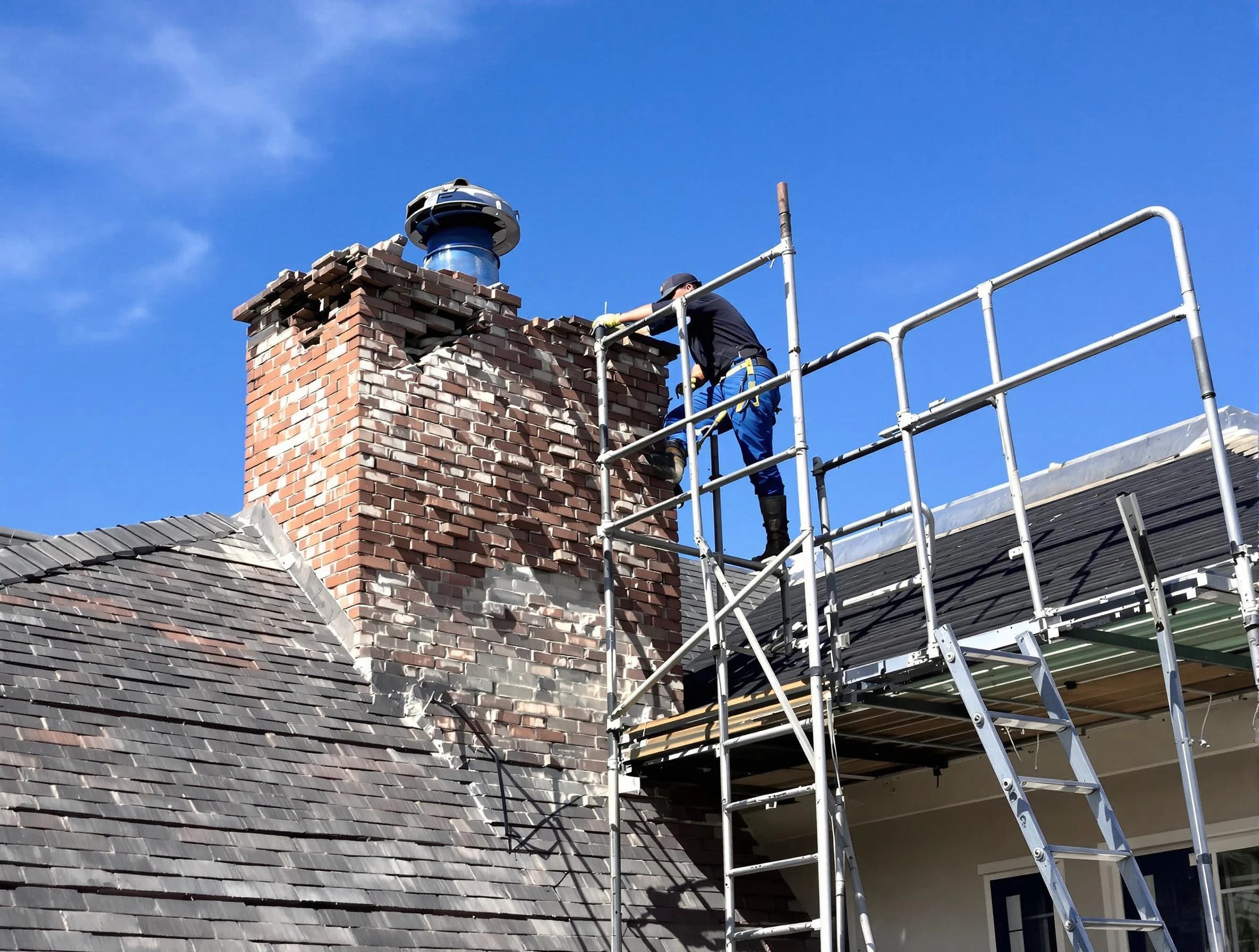 Rebuilding a chimney structure by Tucker Chimney Sweep in Tucker, GA