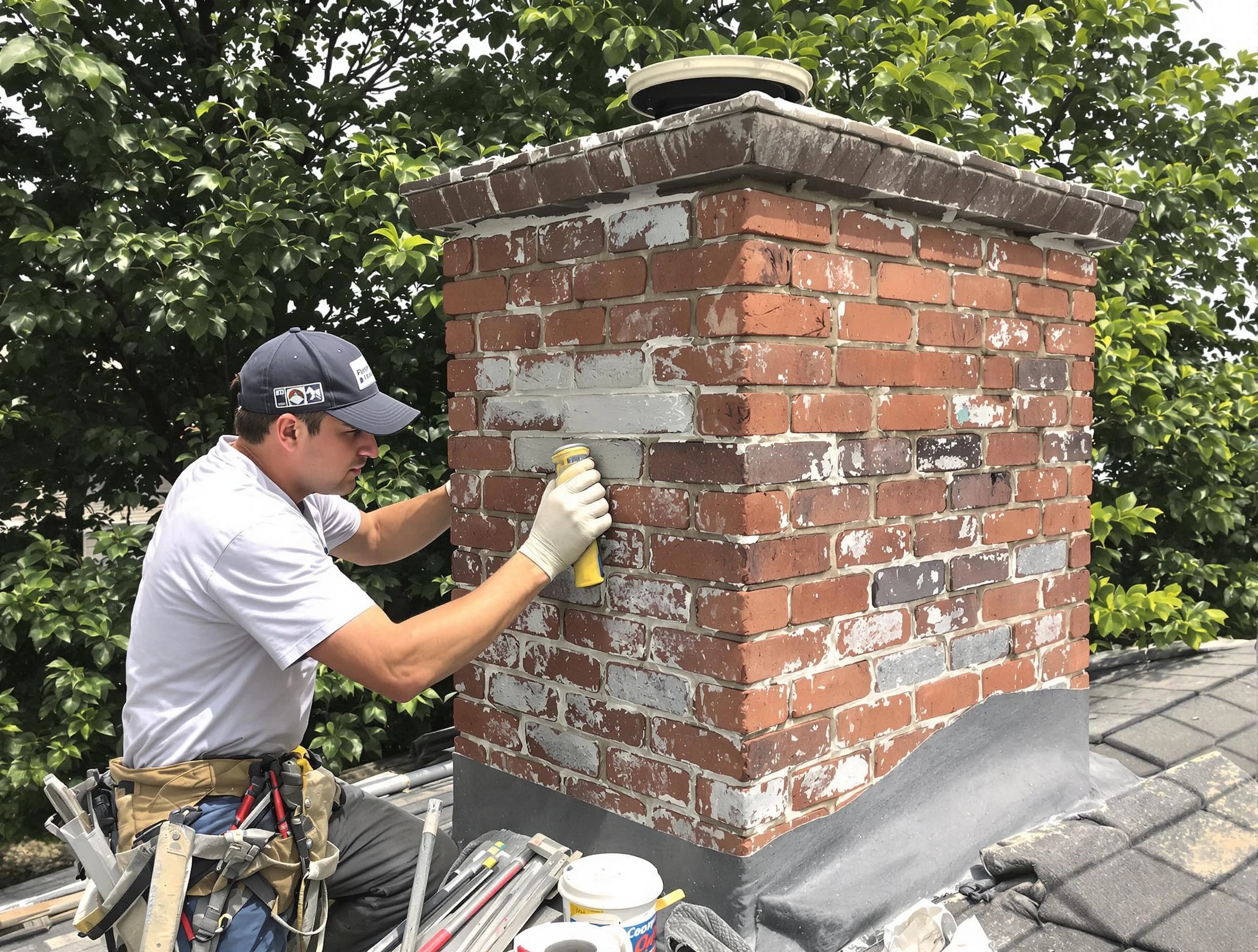 Tucker Chimney Sweep restoring an aging chimney in Tucker, GA