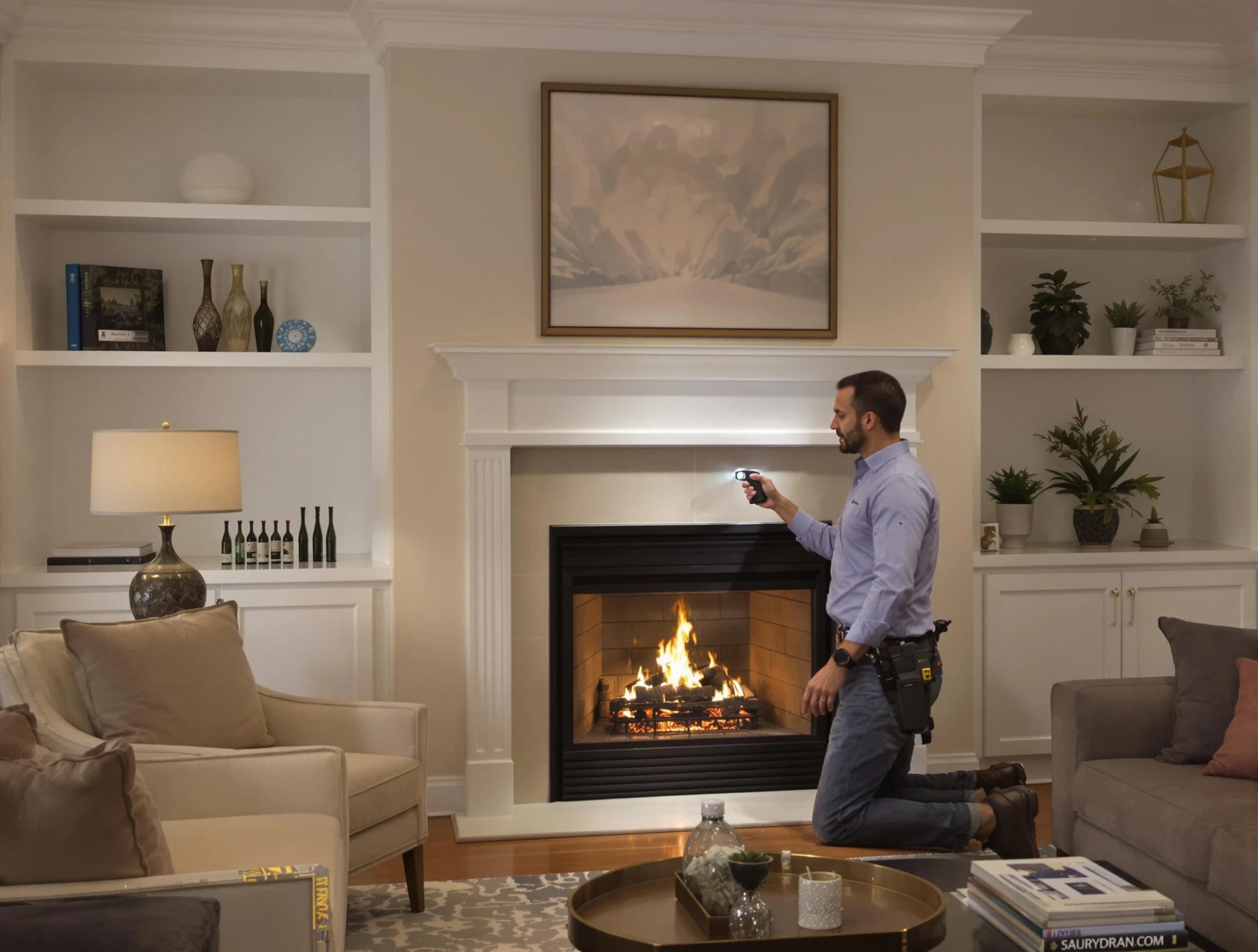 Tucker Chimney Sweep conducting a fireplace safety inspection in Tucker, GA