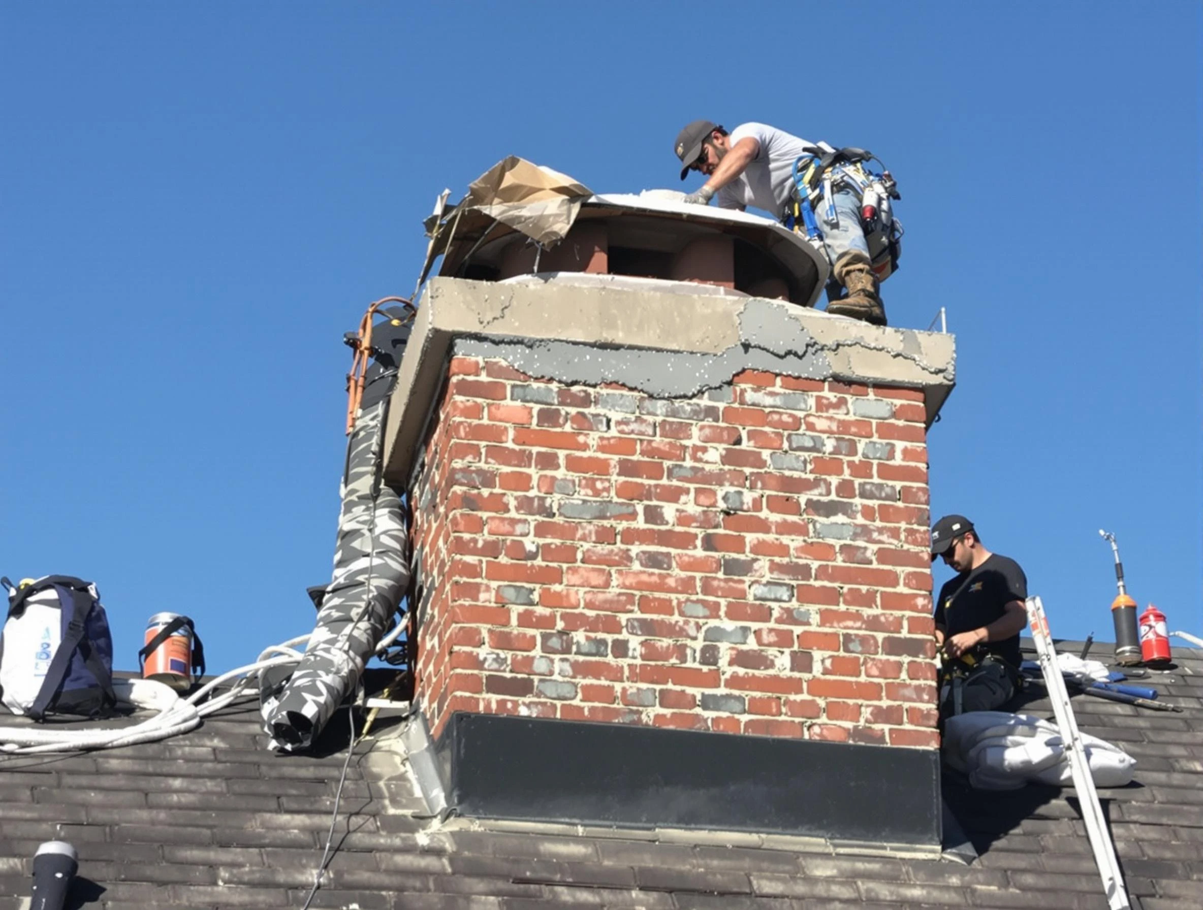 Tucker Chimney Sweep installing a custom chimney crown in Tucker, GA